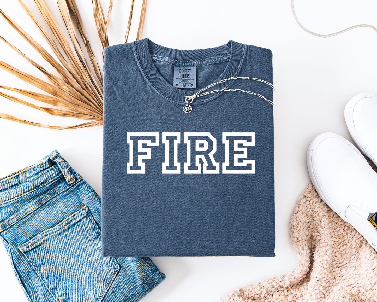 FIRE Crewneck- Denim
