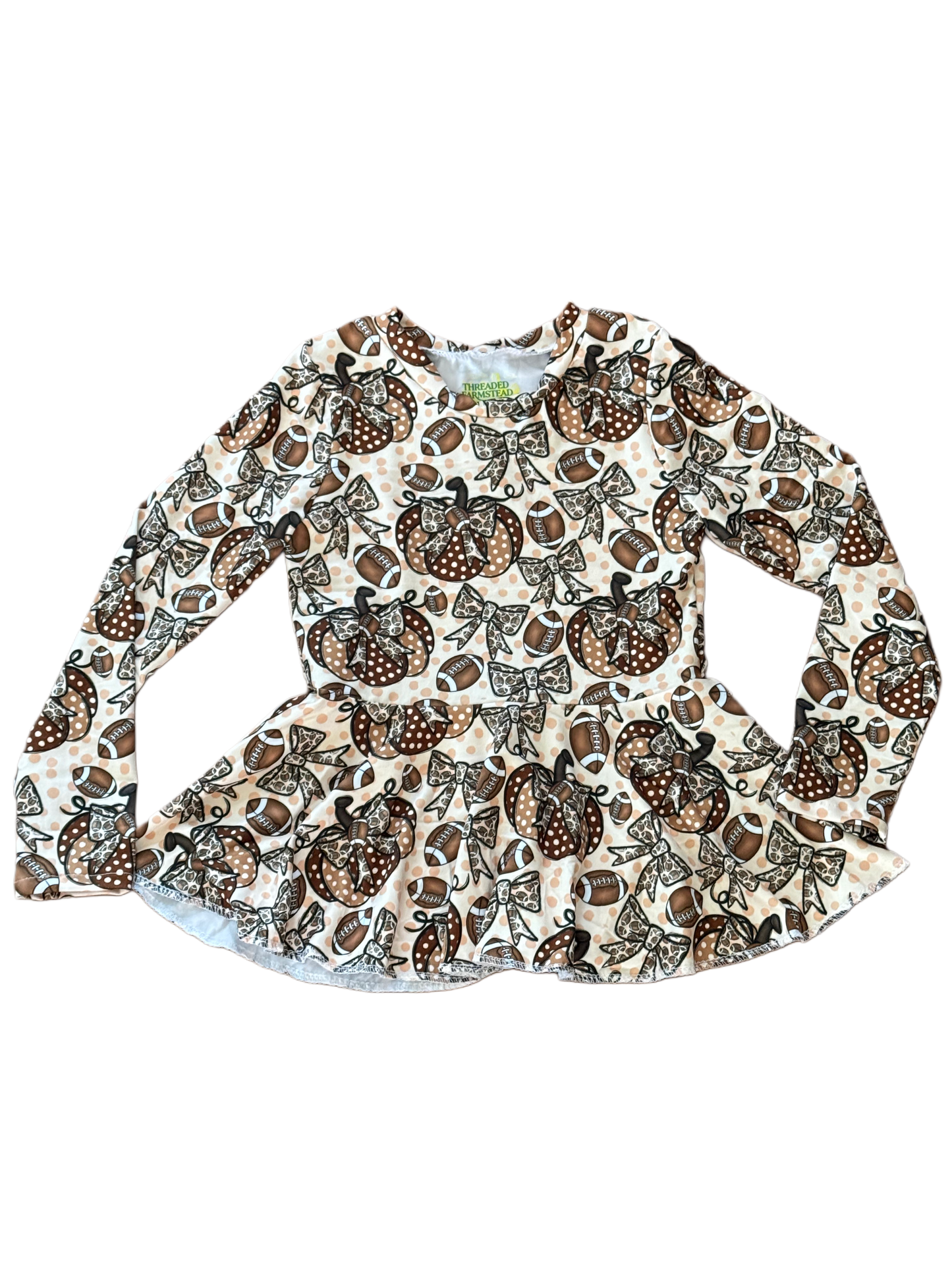Fall Footballs Peplum 6Y