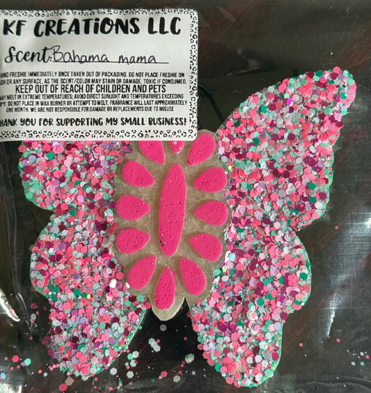 Pink Butterfly Freshie- Bahama Mama