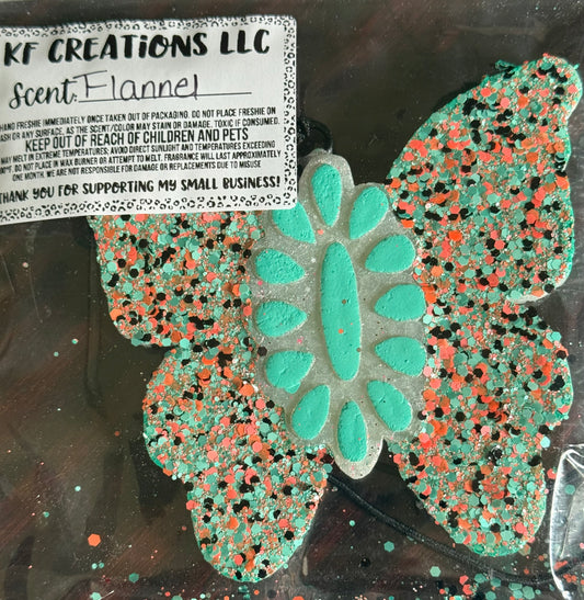 Teal Butterfly Freshie- Flannel