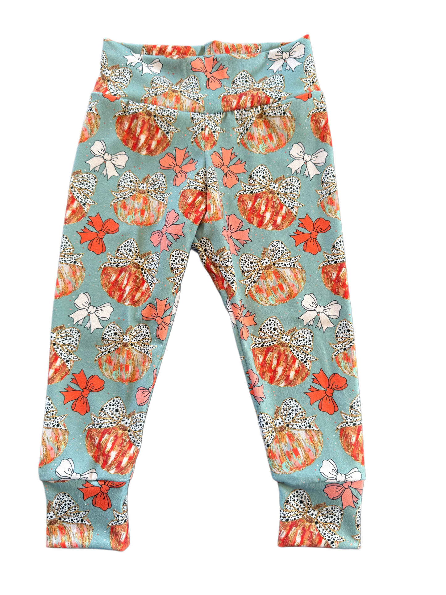 Pumpkin Bows Leggings 12/18M