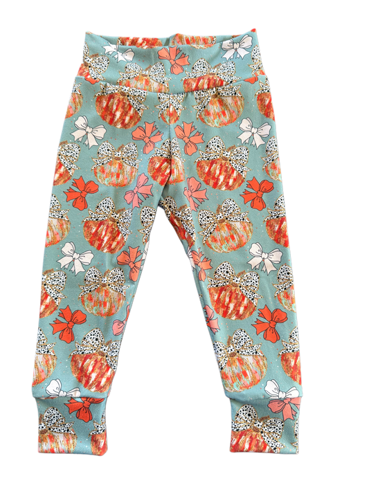 Pumpkin Bows Leggings 12/18M