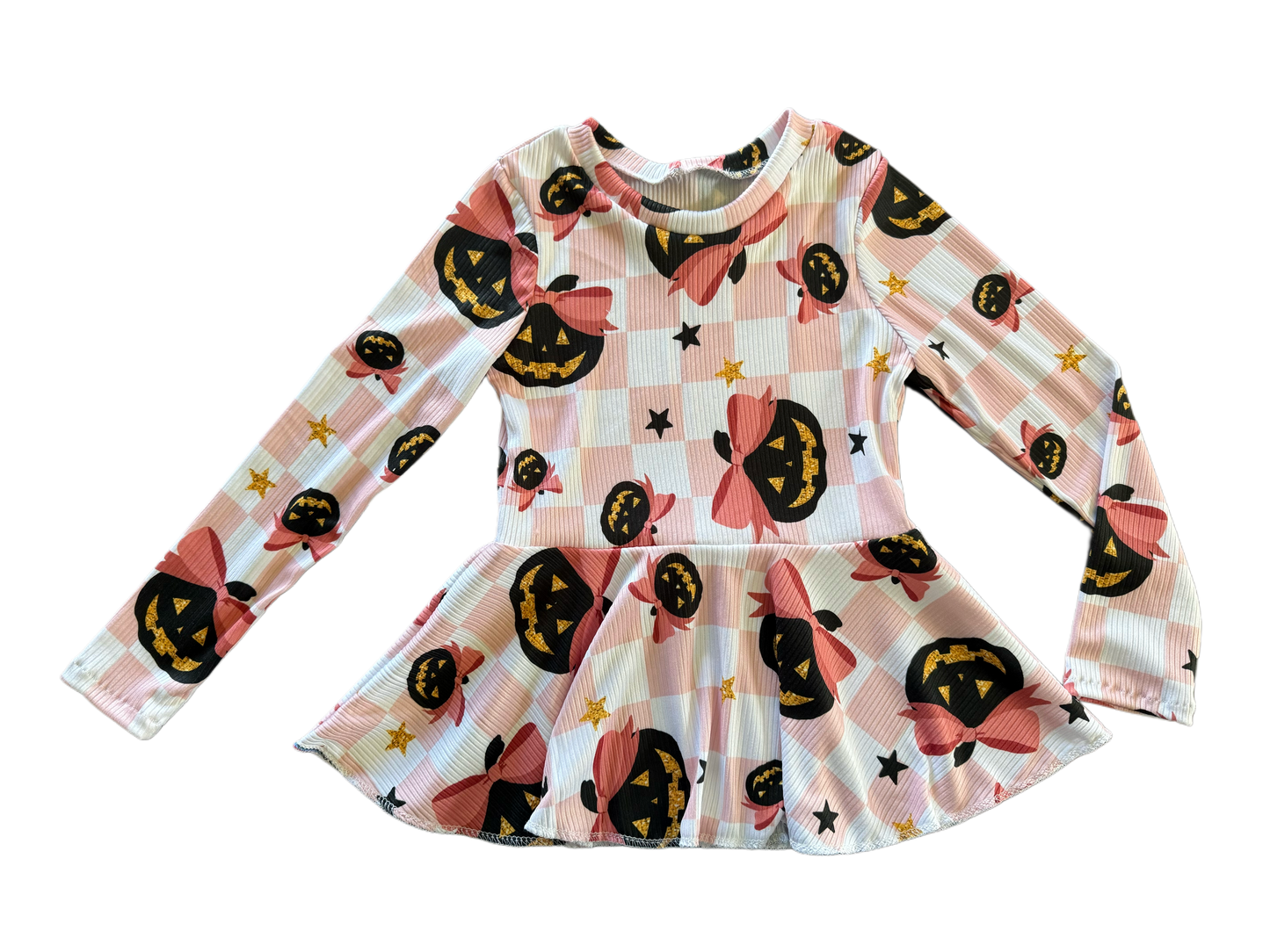 Pink Pumpkin Bows Peplum