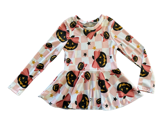 Pink Pumpkin Bows Peplum